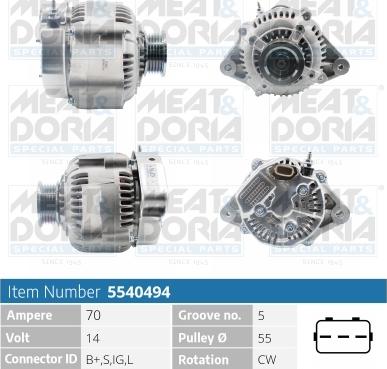 Meat & Doria 5540494 - Alternator autospares.lv