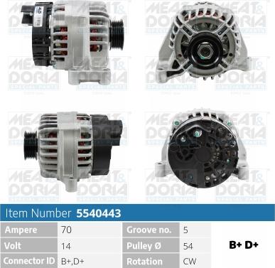 Meat & Doria 5540443 - Alternator autospares.lv