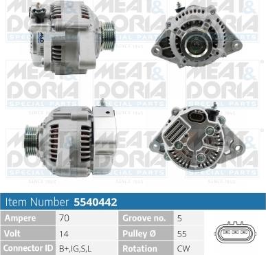 Meat & Doria 5540442 - Alternator autospares.lv