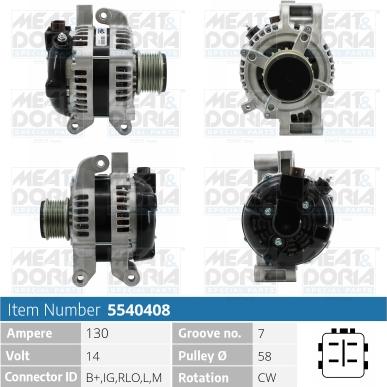 Meat & Doria 5540408 - Alternator autospares.lv