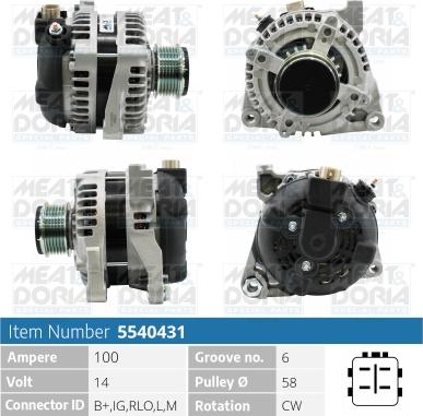 Meat & Doria 5540431 - Alternator autospares.lv