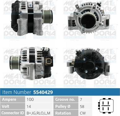 Meat & Doria 5540429 - Alternator autospares.lv