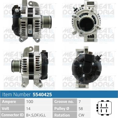 Meat & Doria 5540425 - Alternator autospares.lv