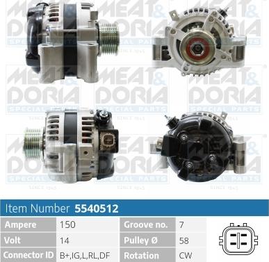 Meat & Doria 5540512 - Alternator autospares.lv