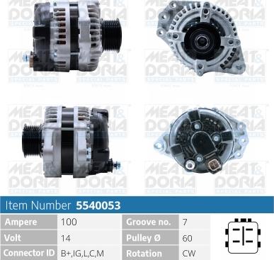 Meat & Doria 5540053 - Alternator autospares.lv