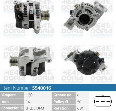 Meat & Doria 5540016 - Alternator autospares.lv