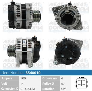 Meat & Doria 5540010 - Alternator autospares.lv