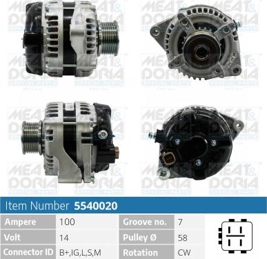 Meat & Doria 5540020 - Alternator autospares.lv