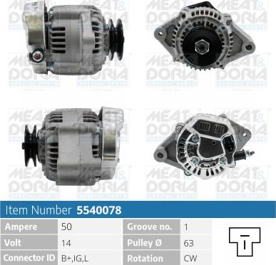 Meat & Doria 5540078 - Alternator autospares.lv