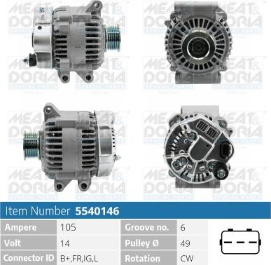 Meat & Doria 5540146 - Alternator autospares.lv