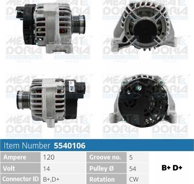 Meat & Doria 5540106 - Alternator autospares.lv