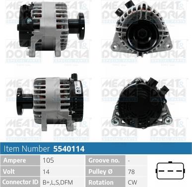 Meat & Doria 5540114 - Alternator autospares.lv