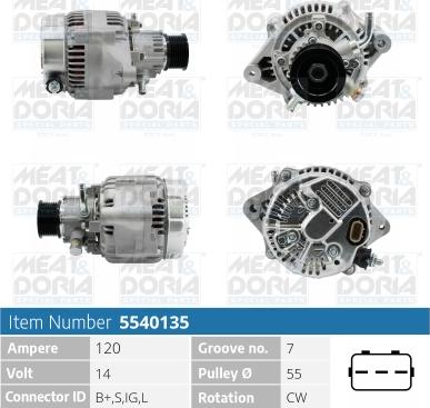 Meat & Doria 5540135 - Alternator autospares.lv