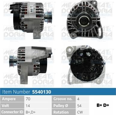 Meat & Doria 5540130 - Alternator autospares.lv