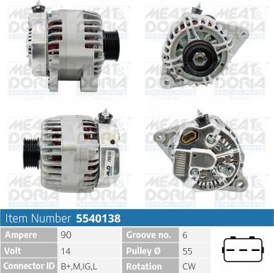 Meat & Doria 5540138 - Alternator autospares.lv