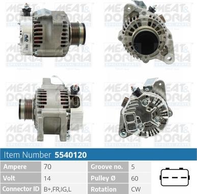 Meat & Doria 5540120 - Alternator autospares.lv