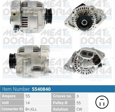 Meat & Doria 5540840 - Alternator autospares.lv