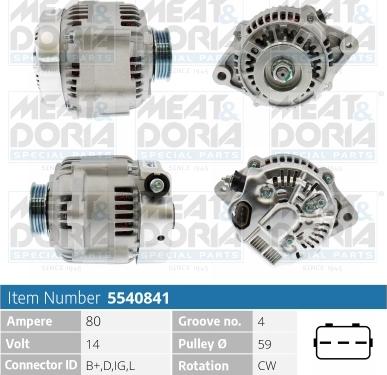 Meat & Doria 5540841 - Alternator autospares.lv