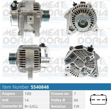 Meat & Doria 5540848 - Alternator autospares.lv