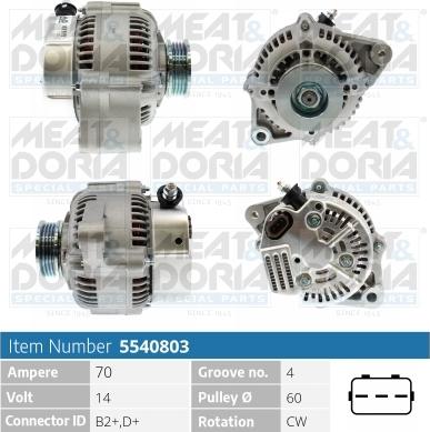 Meat & Doria 5540803 - Alternator autospares.lv