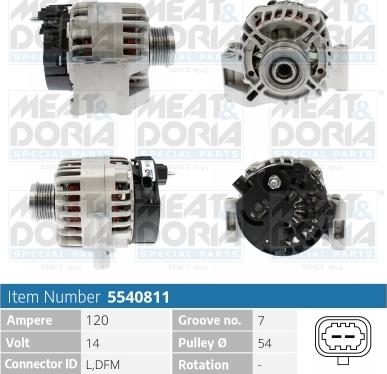 Meat & Doria 5540811 - Alternator autospares.lv