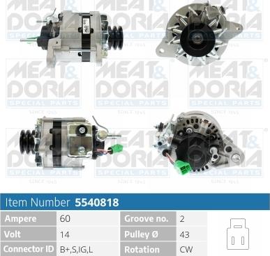 Meat & Doria 5540818 - Alternator autospares.lv