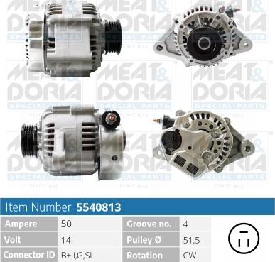 Meat & Doria 5540813 - Alternator autospares.lv