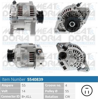 Meat & Doria 5540839 - Alternator autospares.lv