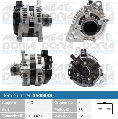 Meat & Doria 5540833 - Alternator autospares.lv