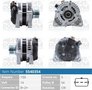 Meat & Doria 5540354 - Alternator autospares.lv