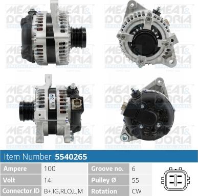 Meat & Doria 5540265 - Alternator autospares.lv