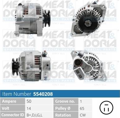 Meat & Doria 5540208 - Alternator autospares.lv