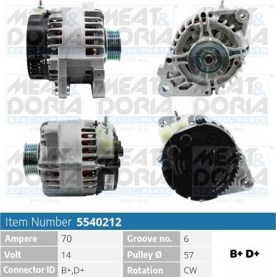 Meat & Doria 5540212 - Alternator autospares.lv