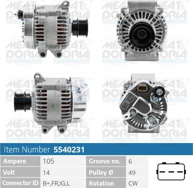 Meat & Doria 5540231 - Alternator autospares.lv