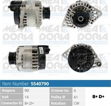 Meat & Doria 5540790 - Alternator autospares.lv