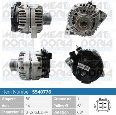 Meat & Doria 5540776 - Alternator autospares.lv