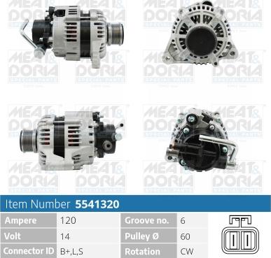 Meat & Doria 5541320 - Alternator autospares.lv