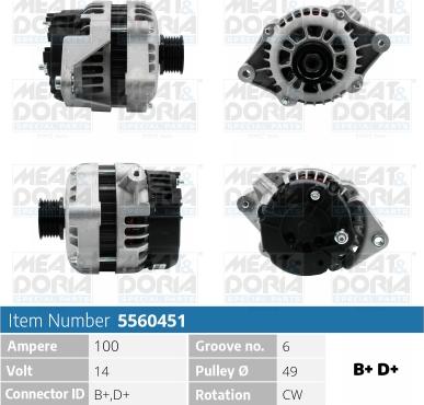 Meat & Doria 5560451 - Alternator autospares.lv