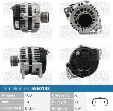 Meat & Doria 5560193 - Alternator autospares.lv