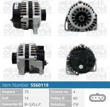 Meat & Doria 5560119 - Alternator autospares.lv