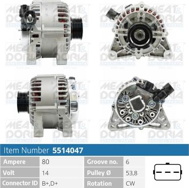 Meat & Doria 55141288 - Alternator autospares.lv