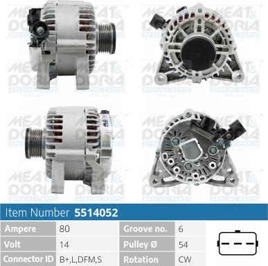 Meat & Doria 5514052 - Alternator autospares.lv