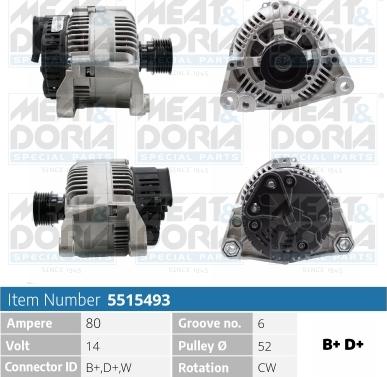 Meat & Doria 5515493 - Alternator autospares.lv