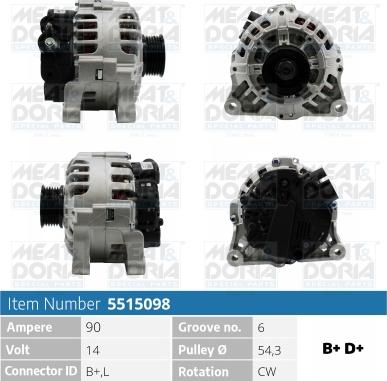 Meat & Doria 5515098 - Alternator autospares.lv