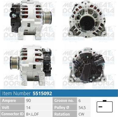 Meat & Doria 5515092 - Alternator autospares.lv