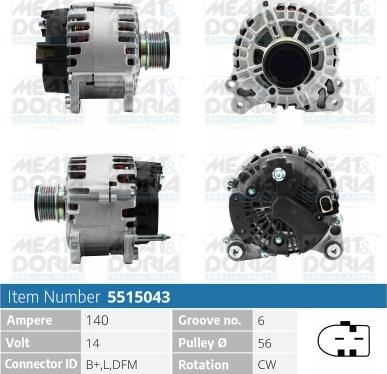 Meat & Doria 5515043 - Alternator autospares.lv