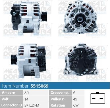 Meat & Doria 5515069 - Alternator autospares.lv