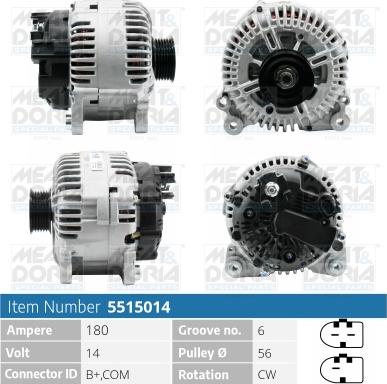 Meat & Doria 5515014 - Alternator autospares.lv