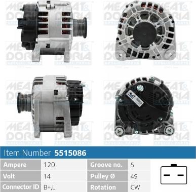 Meat & Doria 5515086 - Alternator autospares.lv