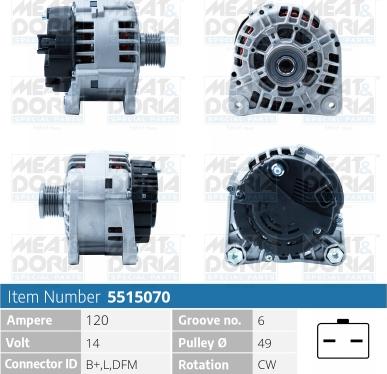 Meat & Doria 5515070 - Alternator autospares.lv